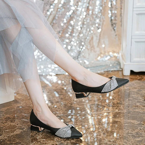 Fashionable Rhinestone Decor Pointy Pump Heels